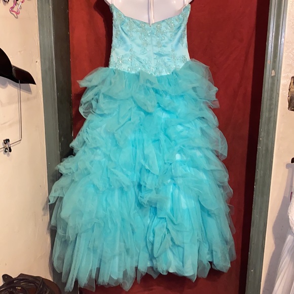 Prom Formal Gown Dress Aquamarine Blue Pinky & Me size 12P - Picture 6 of 9